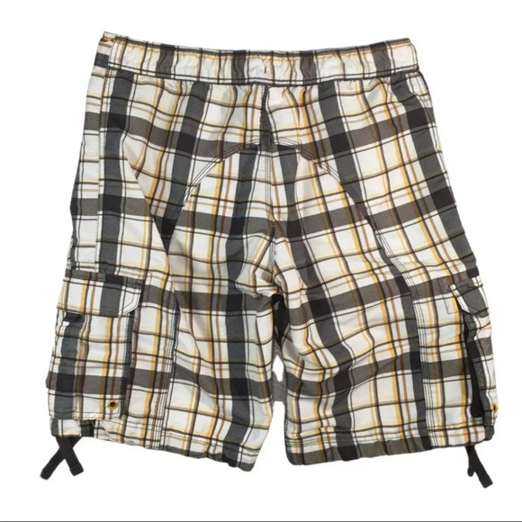 SH314 H&M Plaid Cargo Lined Beach Swim Trunks L - Picture 4 of 5